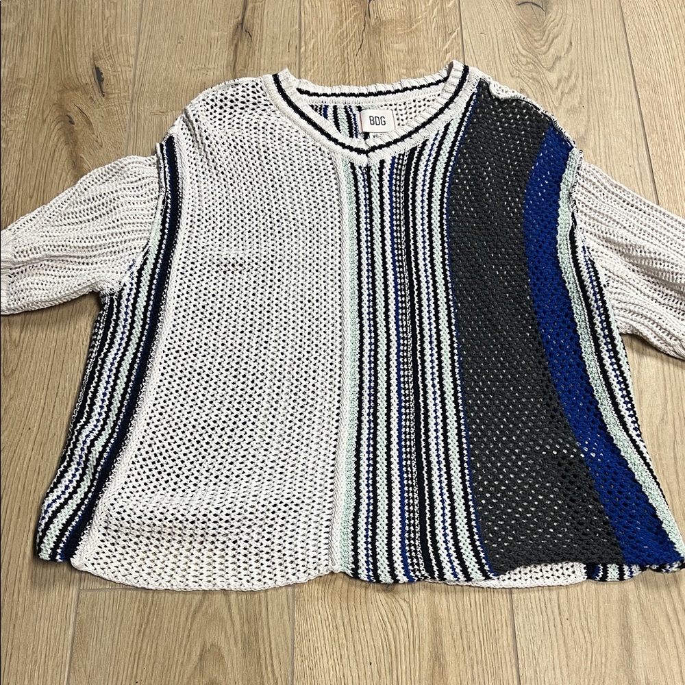 Urban Outfitters Black and Blue Striped Sweater